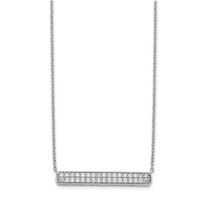 14k White Gold Real Diamond Bar 18 inch Necklace