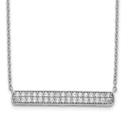 14k White Gold Real Diamond Bar 18 inch Necklace