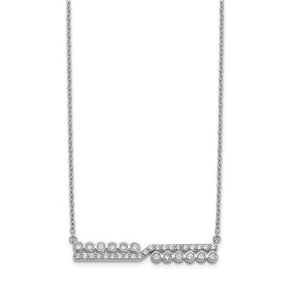 14k White Gold Real Diamond Bar Necklace