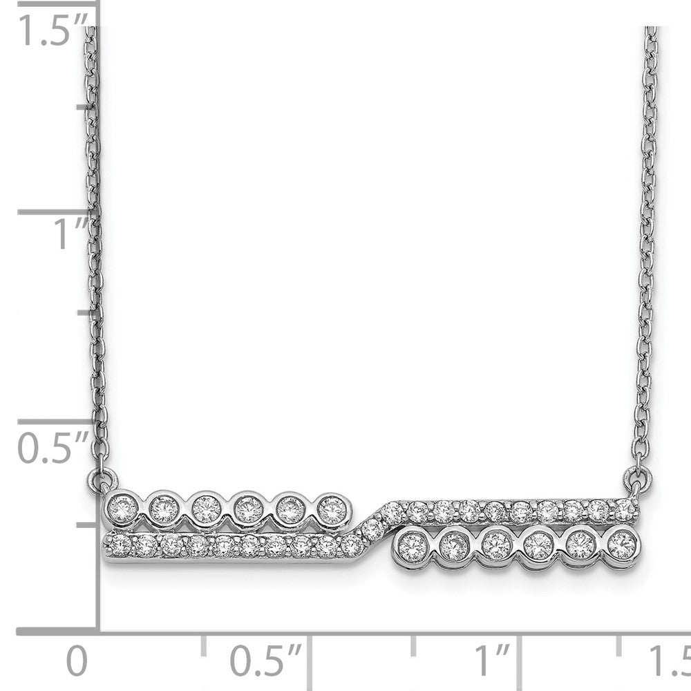 14k White Gold Real Diamond Bar Necklace