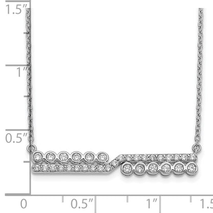 14k White Gold Real Diamond Bar Necklace
