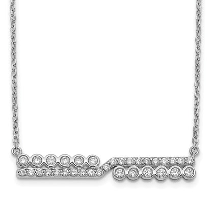14k White Gold Real Diamond Bar Necklace