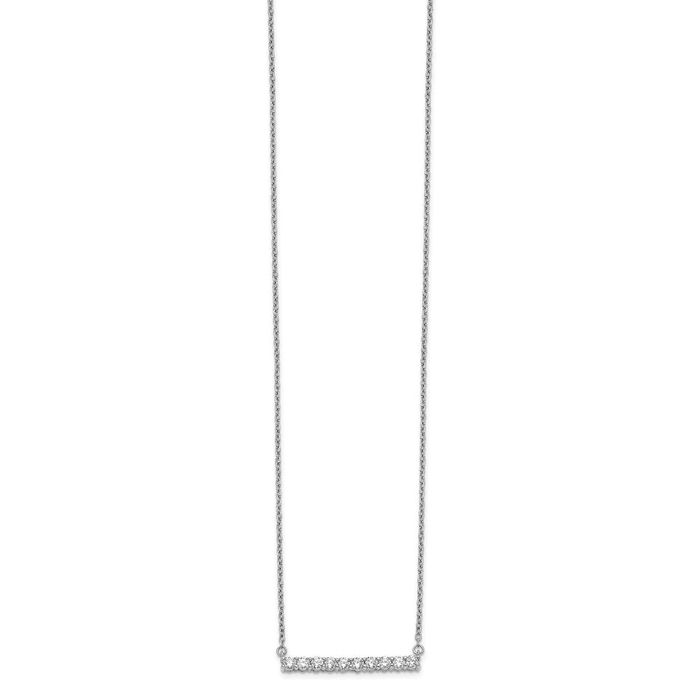 14k White Gold Real Diamond Bar 18 inch Necklace