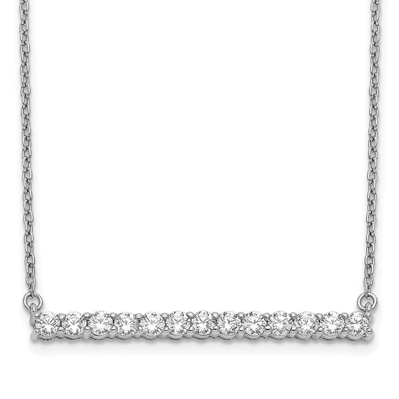 14k White Gold Real Diamond Bar 18 inch Necklace