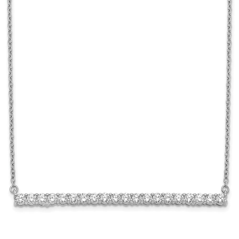 14k White Gold Real Diamond Bar 18 inch Necklace