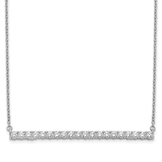 14k White Gold Real Diamond Bar 18 inch Necklace