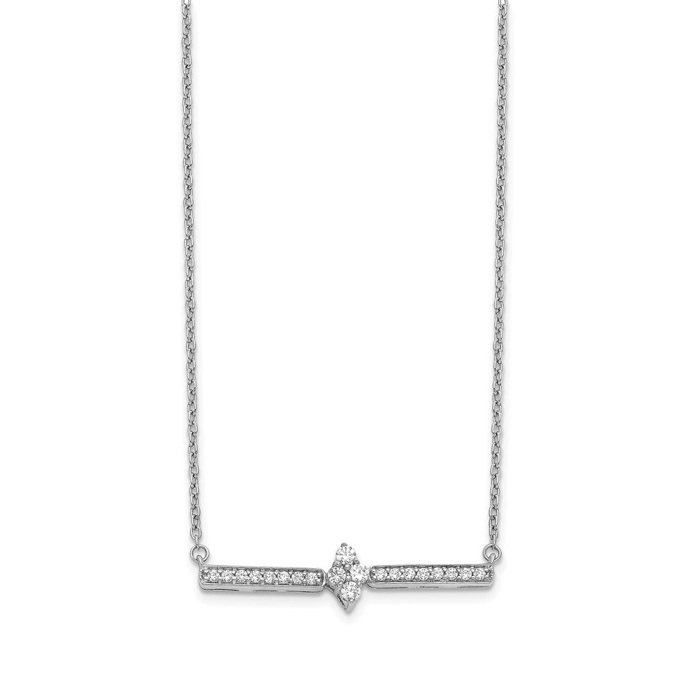 14k White Gold Real Diamond Bar Necklace