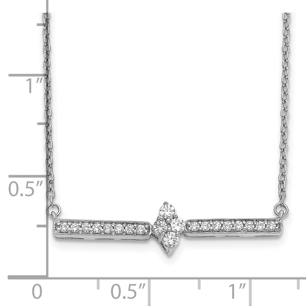 14k White Gold Real Diamond Bar Necklace