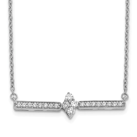 14k White Gold Real Diamond Bar Necklace
