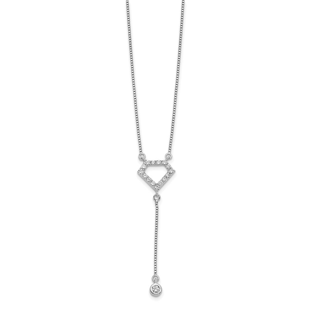 14k White Gold Real Diamond Real Diamond Shape w/dangle Necklace