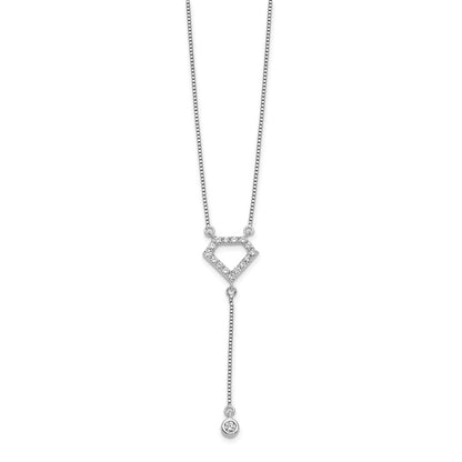 14k White Gold Real Diamond Real Diamond Shape w/dangle Necklace