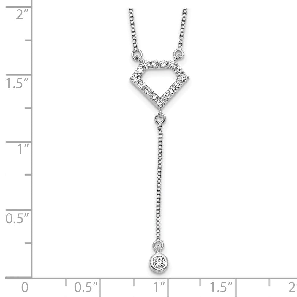 14k White Gold Real Diamond Real Diamond Shape w/dangle Necklace
