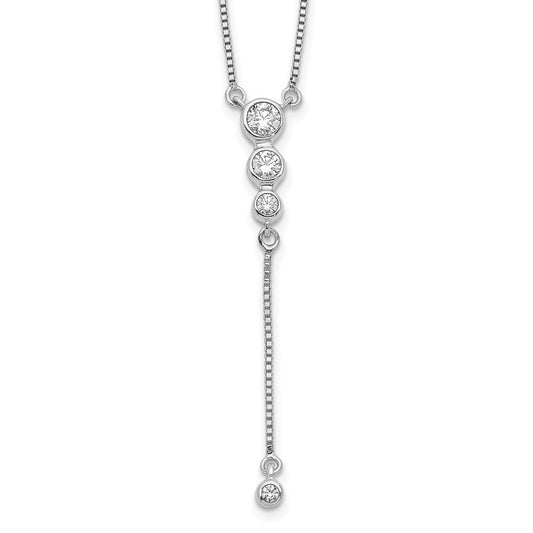14k White Gold Real Diamond 3-stone w/dangle 18 inch Necklace
