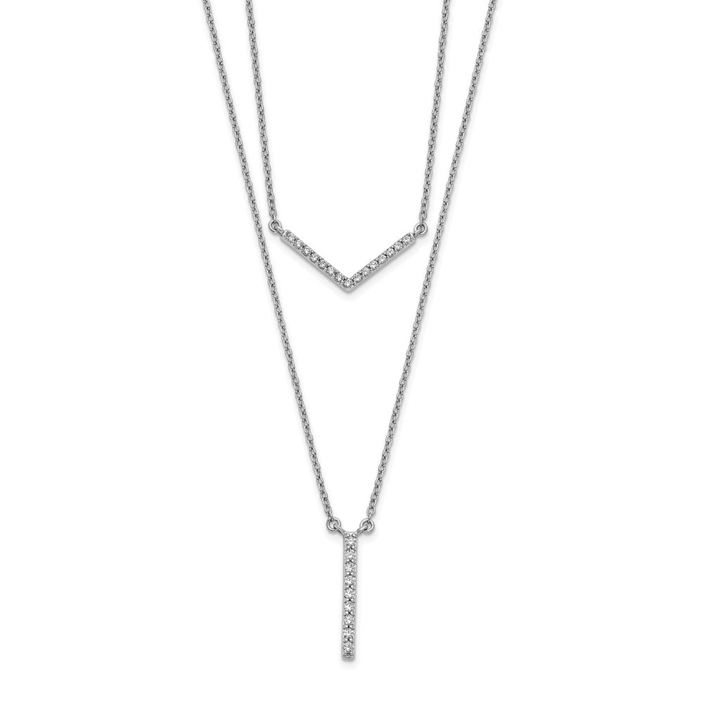 14k White Gold Real Diamond Double Strand 18 inch Necklace