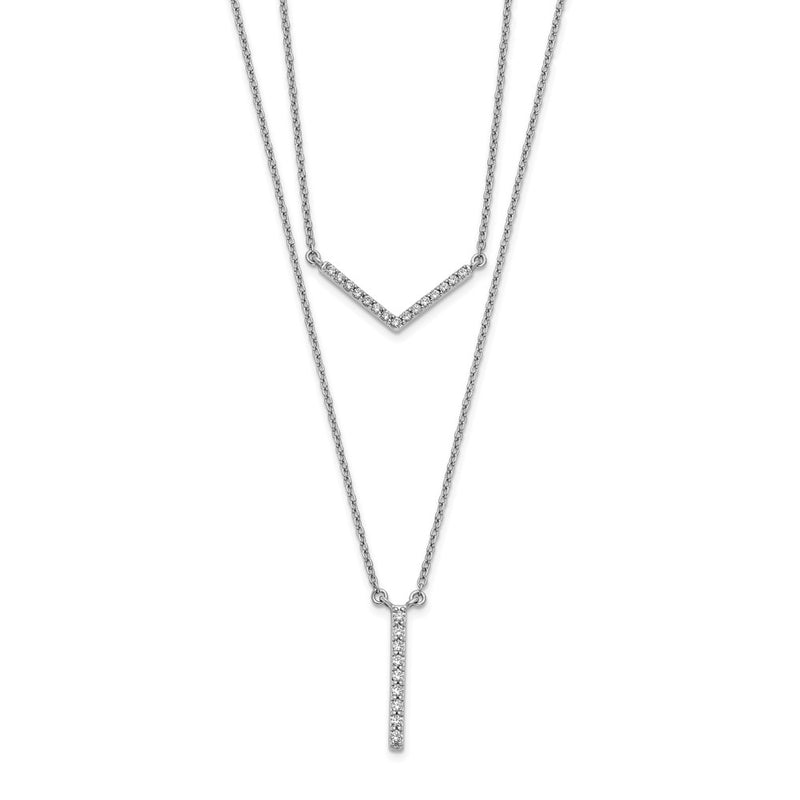 14k White Gold Real Diamond Double Strand 18 inch Necklace