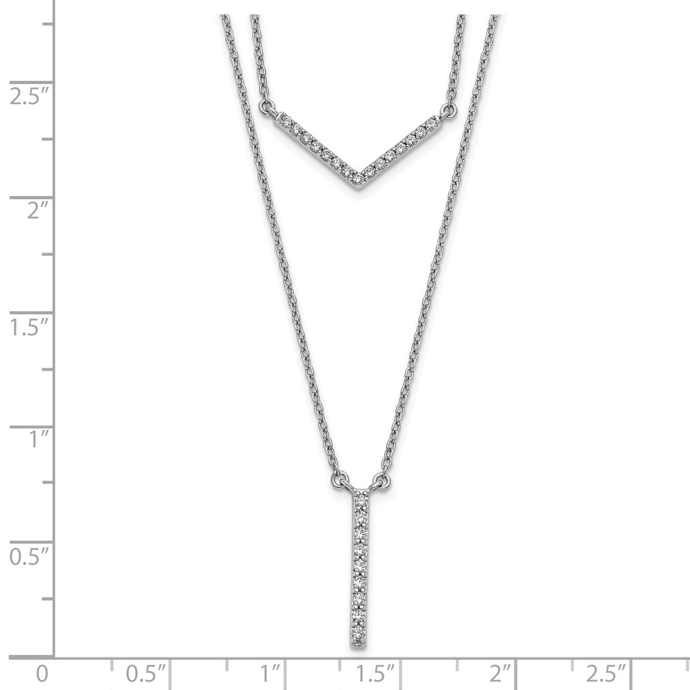 14k White Gold Real Diamond Double Strand 18 inch Necklace