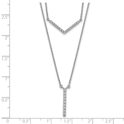 14k White Gold Real Diamond Double Strand 18 inch Necklace
