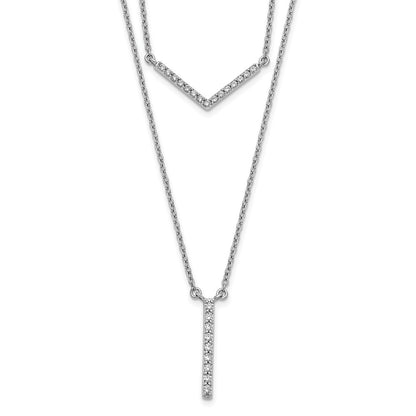 14k White Gold Real Diamond Double Strand 18 inch Necklace