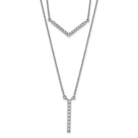 14k White Gold Real Diamond Double Strand 18 inch Necklace