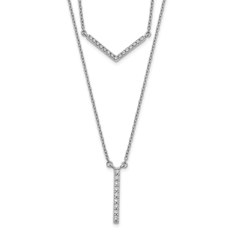 14k White Gold Real Diamond Double Strand 18 inch Necklace