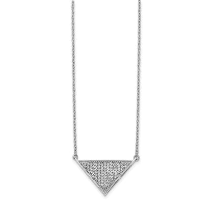 14k White Gold Real Diamond Triangle Necklace