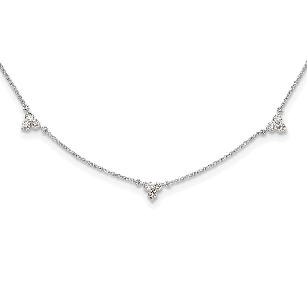 14k White Gold Real Diamond Multi Station 18 inch Necklace