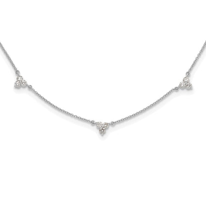 14k White Gold Real Diamond Multi Station 18 inch Necklace