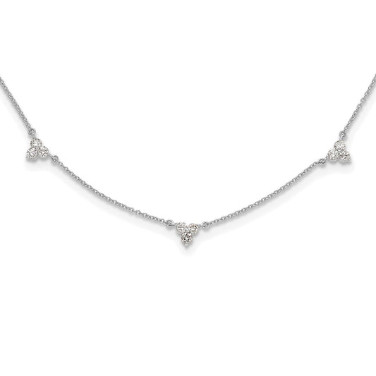 14k White Gold Real Diamond Multi Station 18 inch Necklace