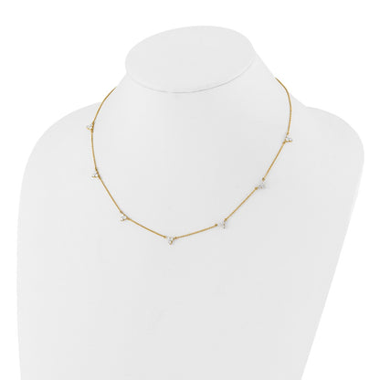 14K Yellow Gold Real Diamond Multi Station 18 inch Necklace