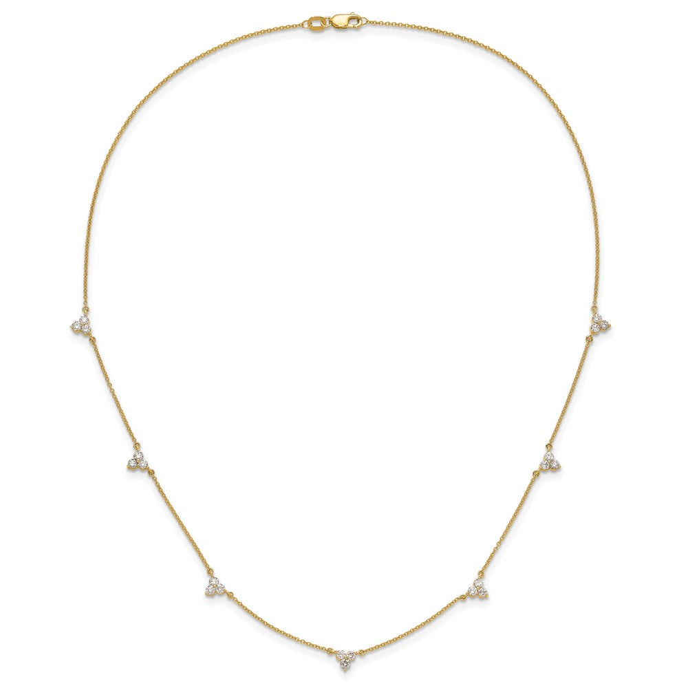 14K Yellow Gold Real Diamond Multi Station 18 inch Necklace