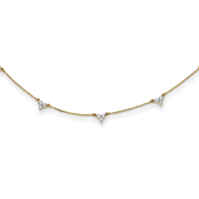 14K Yellow Gold Real Diamond Multi Station 18 inch Necklace