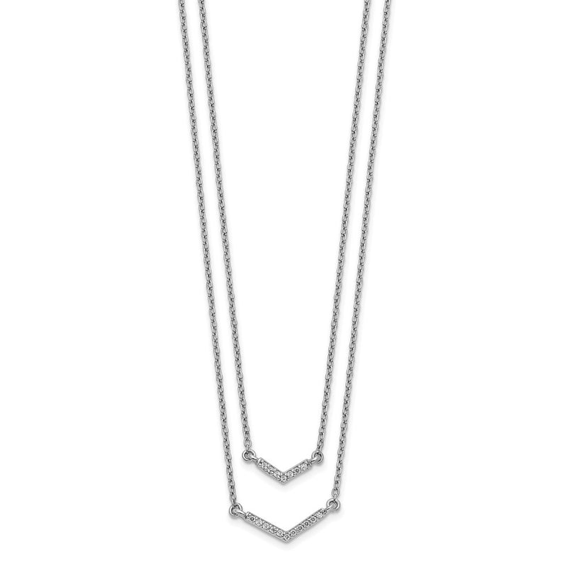 14k White Gold Real Diamond Double Strand 18 inch Necklace