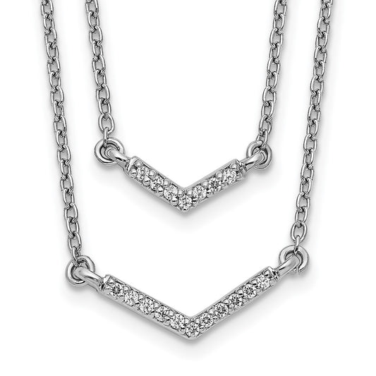 14k White Gold Real Diamond Double Strand 18 inch Necklace