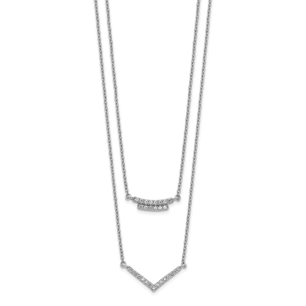 14k White Gold Real Diamond Double Strand 18 inch Necklace