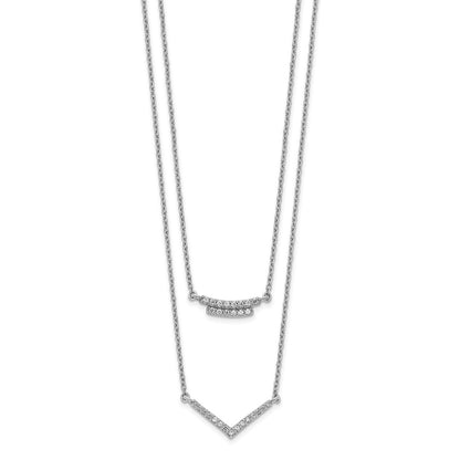 14k White Gold Real Diamond Double Strand 18 inch Necklace