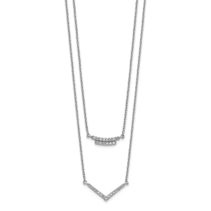 14k White Gold Real Diamond Double Strand 18 inch Necklace