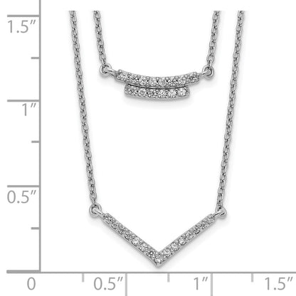 14k White Gold Real Diamond Double Strand 18 inch Necklace
