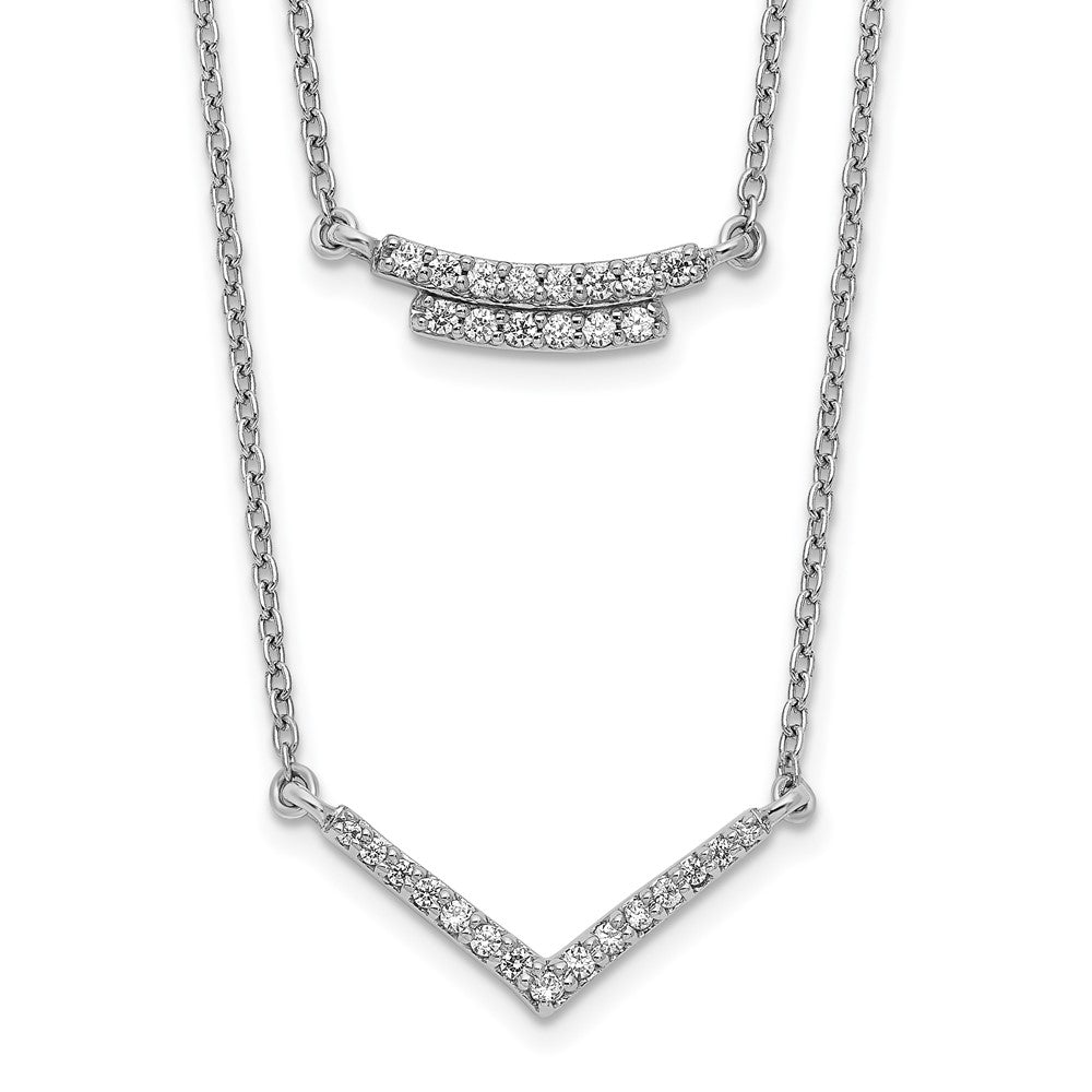 14k White Gold Real Diamond Double Strand 18 inch Necklace