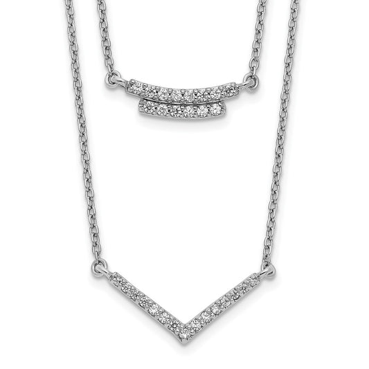 14k White Gold Real Diamond Double Strand 18 inch Necklace