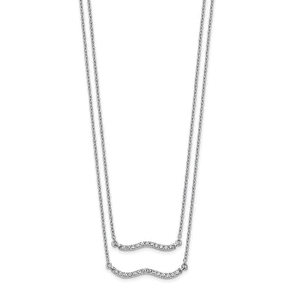 14k White Gold Real Diamond Double Strand 18 inch Necklace