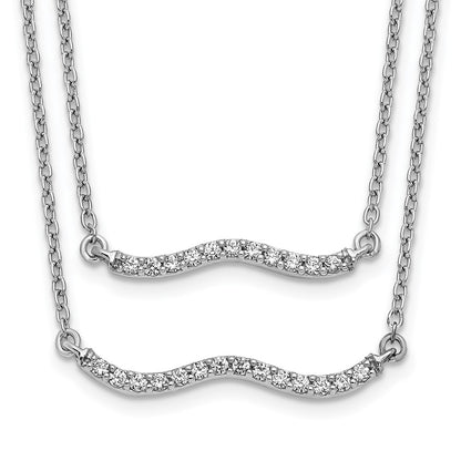 14k White Gold Real Diamond Double Strand 18 inch Necklace