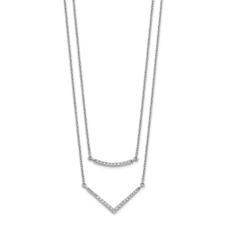 14k White Gold Real Diamond Double Strand Necklace