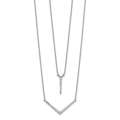 14k White Gold Real Diamond Double Strand 18 inch Necklace