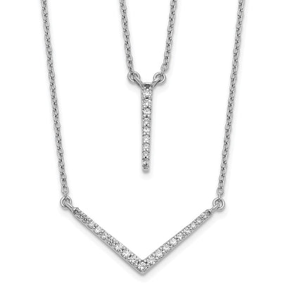 14k White Gold Real Diamond Double Strand 18 inch Necklace