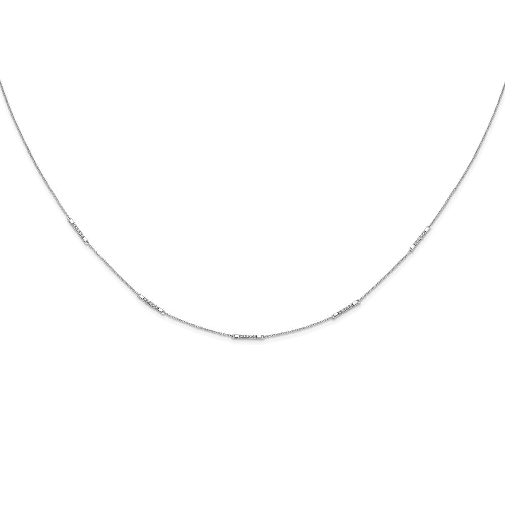 14k White Gold Real Diamond 5-Station Necklace
