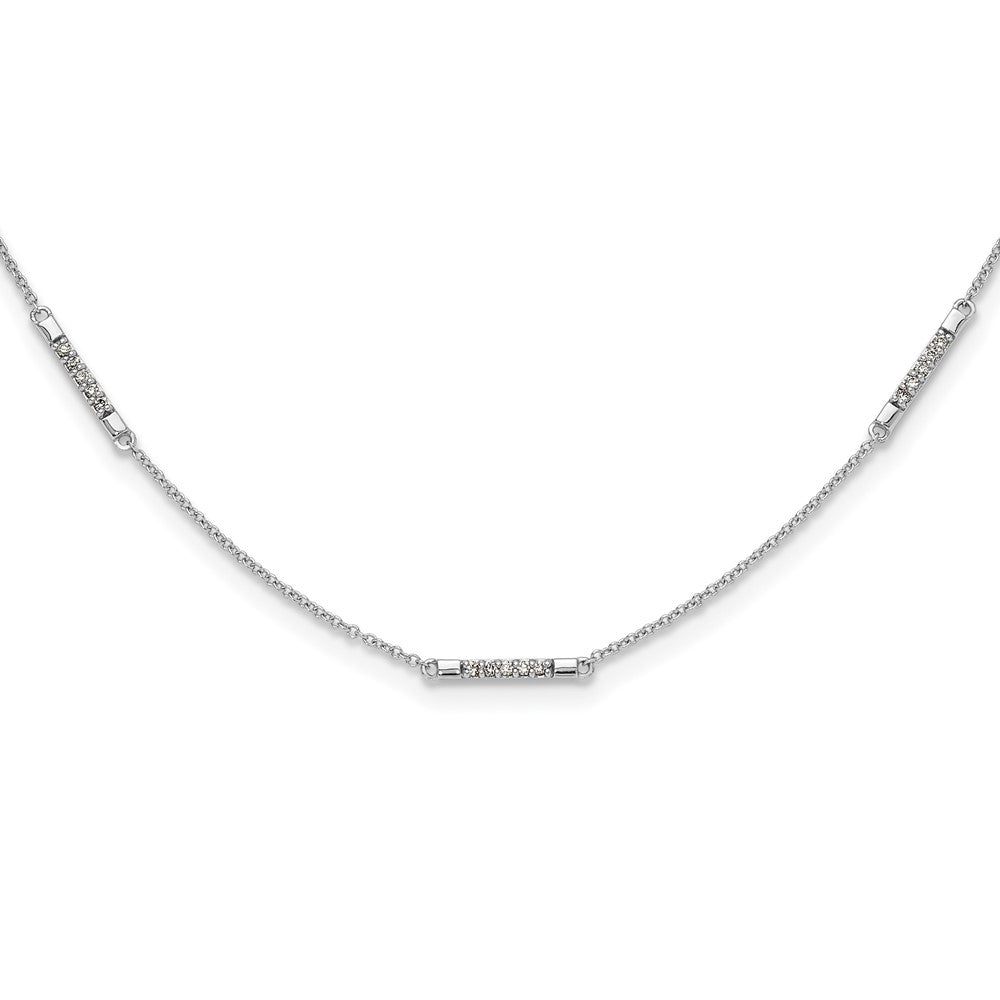 14k White Gold Real Diamond 5-Station Necklace