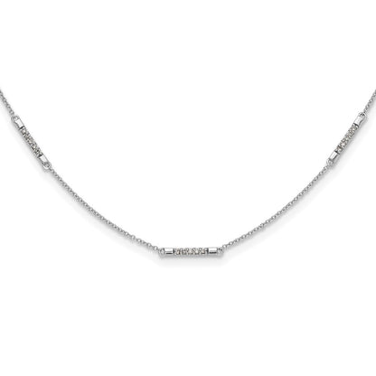 14k White Gold Real Diamond 5-Station Necklace