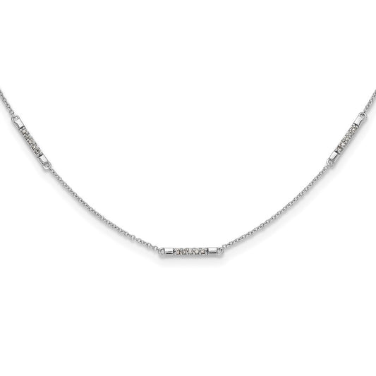 14k White Gold Real Diamond 5-Station Necklace
