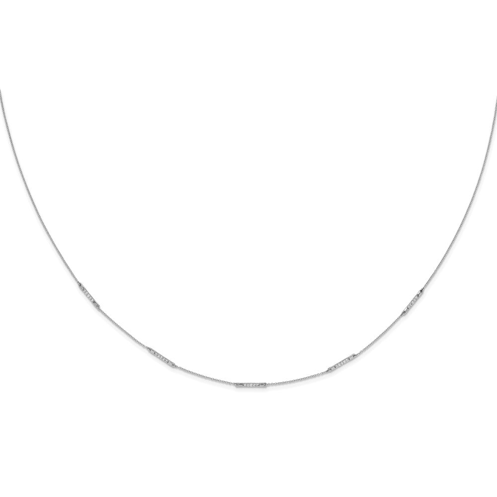 14k White Gold Real Diamond 5-Station Necklace
