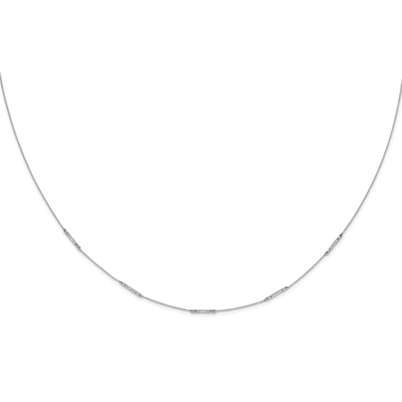 14k White Gold Real Diamond 5-Station Necklace